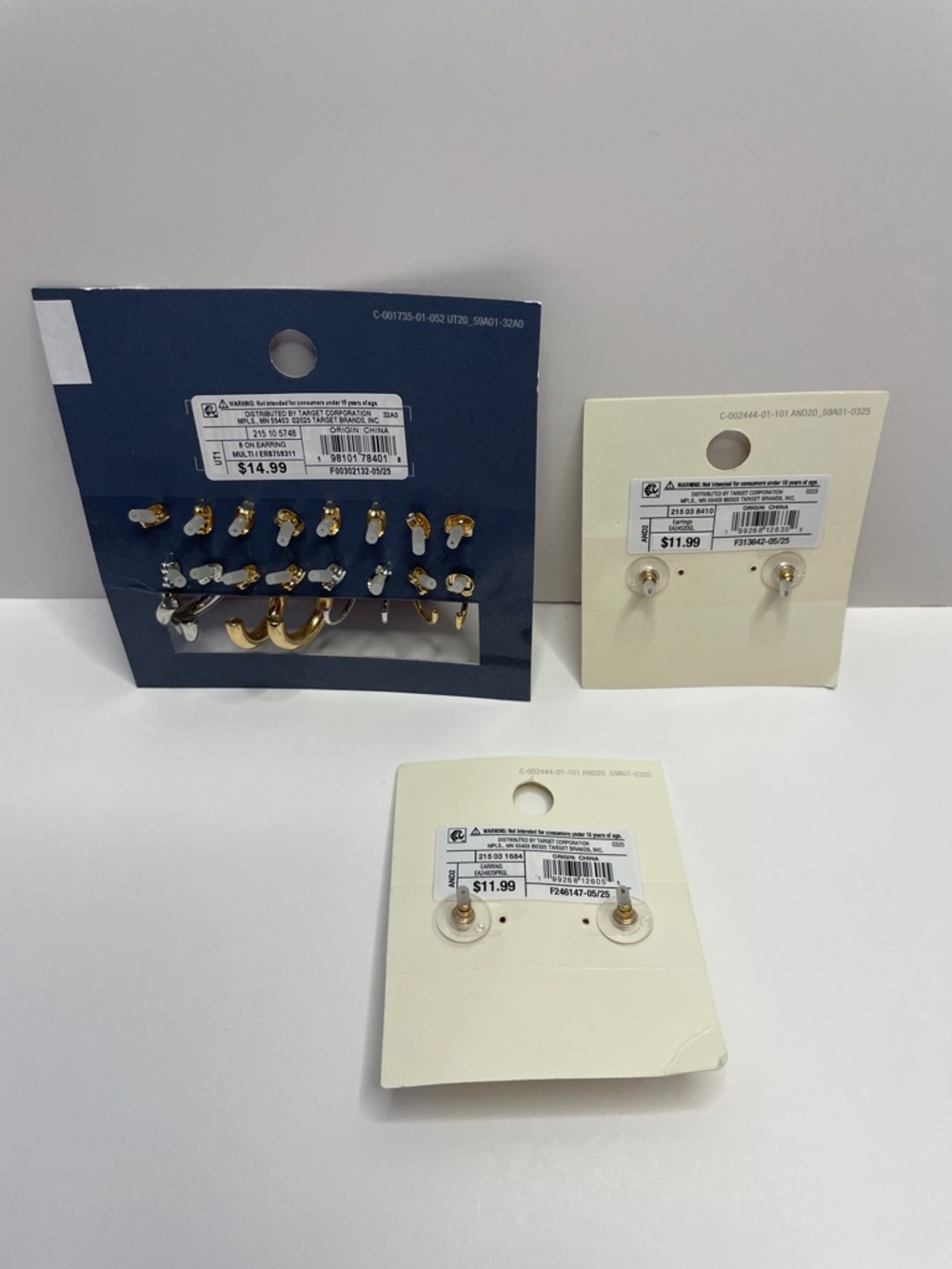 NWT a new day Gold Bow & Pearl Cluster Earring Set. Universe Thread 8 piece set - Picture 2 of 2